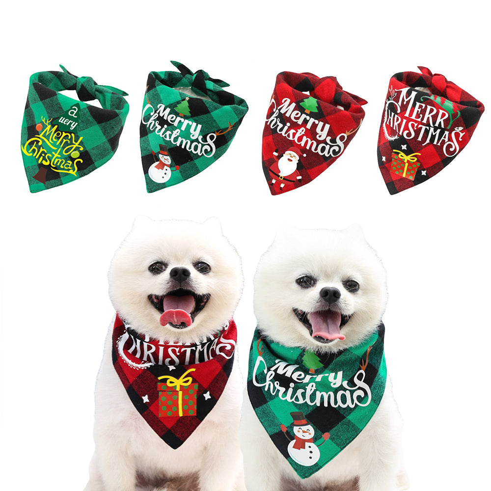 Christmas Plaid Printed Pet Dog Bandana