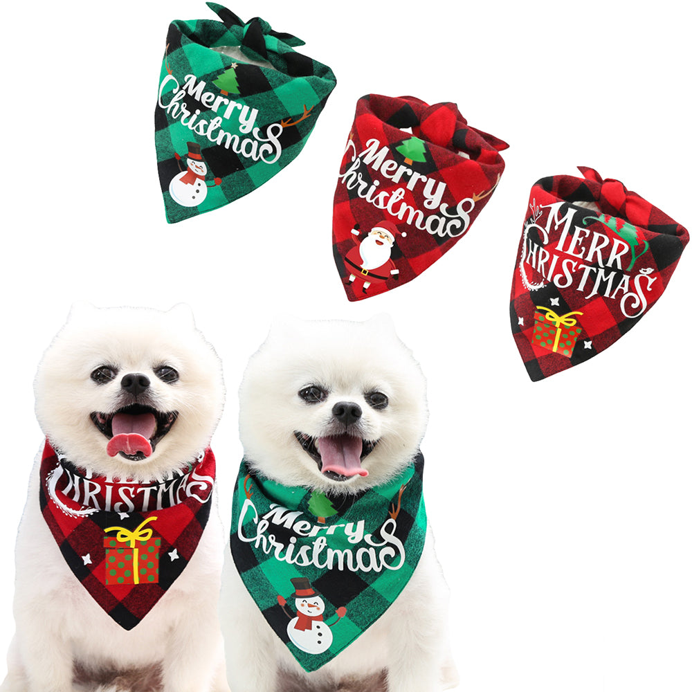 Christmas Plaid Printed Pet Dog Bandana