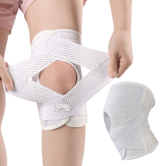 1 Pair Knee Brace with Side Stabilizers Knee Support Guard Strap - White - 2XL