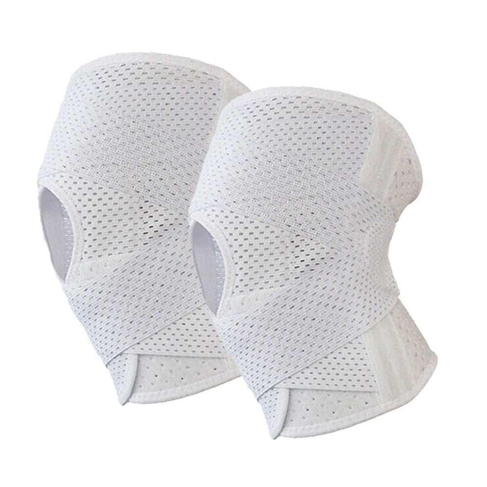 1 Pair Knee Brace with Side Stabilizers Knee Support Guard Strap - White - L