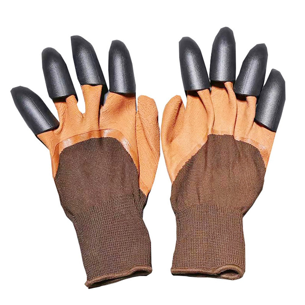 1 Pair of Gardening Gloves with Claws - Coffee