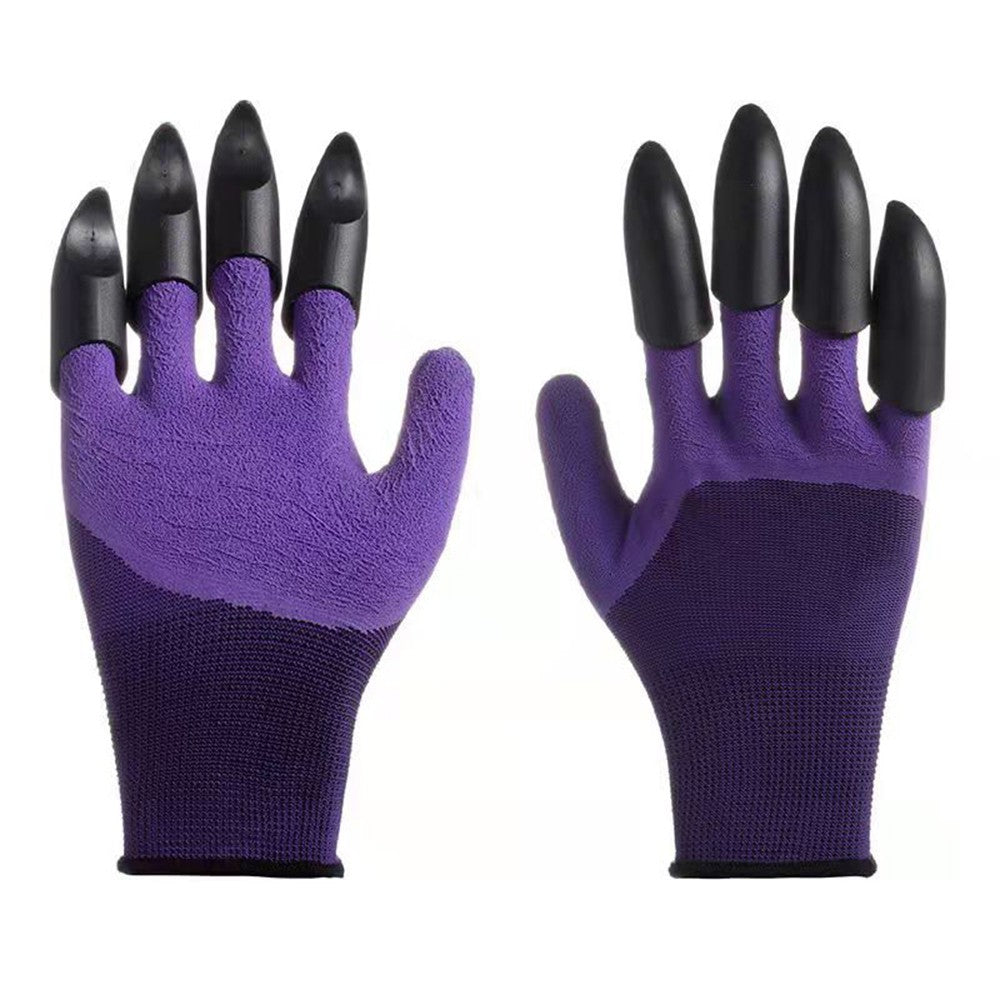 1 Pair of Gardening Gloves with Claws - Purple