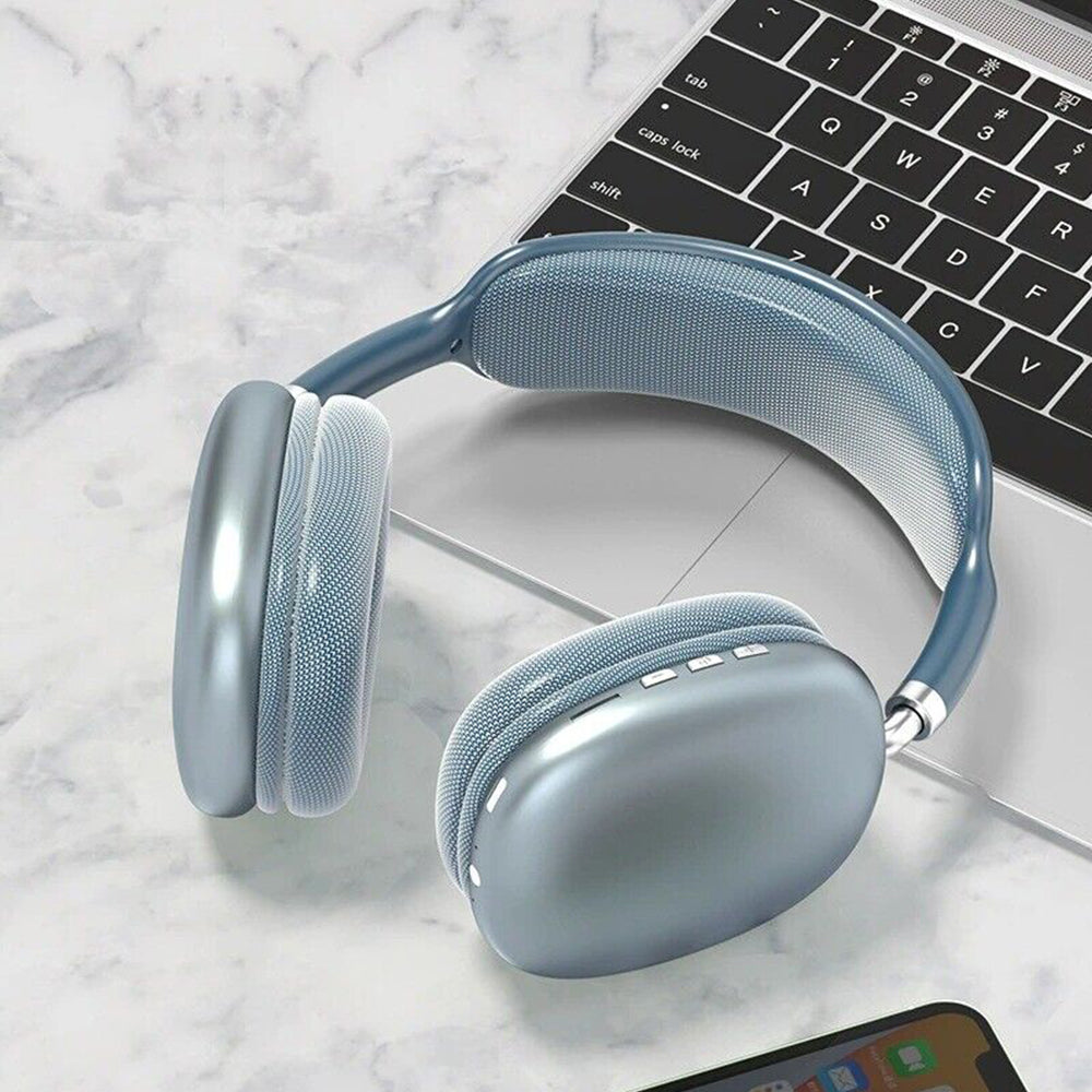 Bluetooth Headphones Wireless TWS Noise Reduction Over Ear Headset - Blue