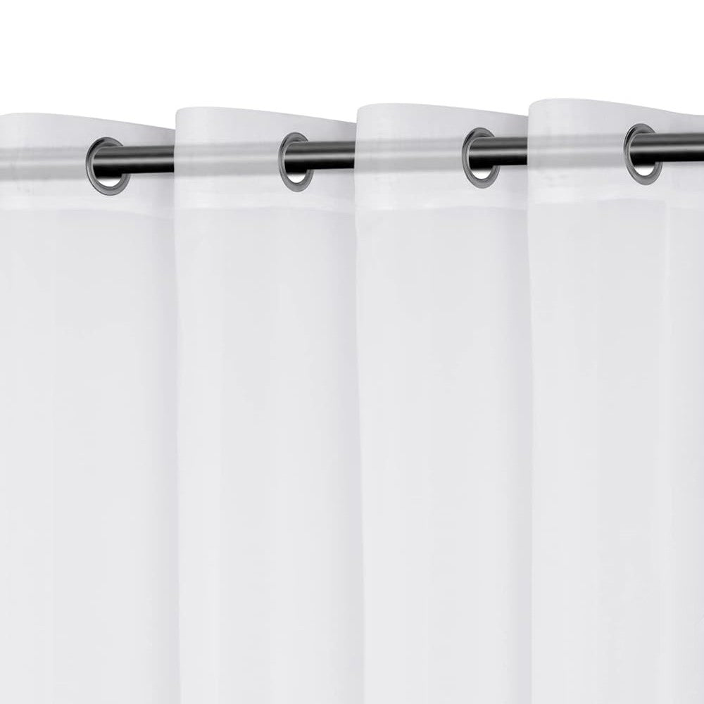 1 Pair of 132x274cm White Outdoor Sheer Curtains for Patio Water-Resistant