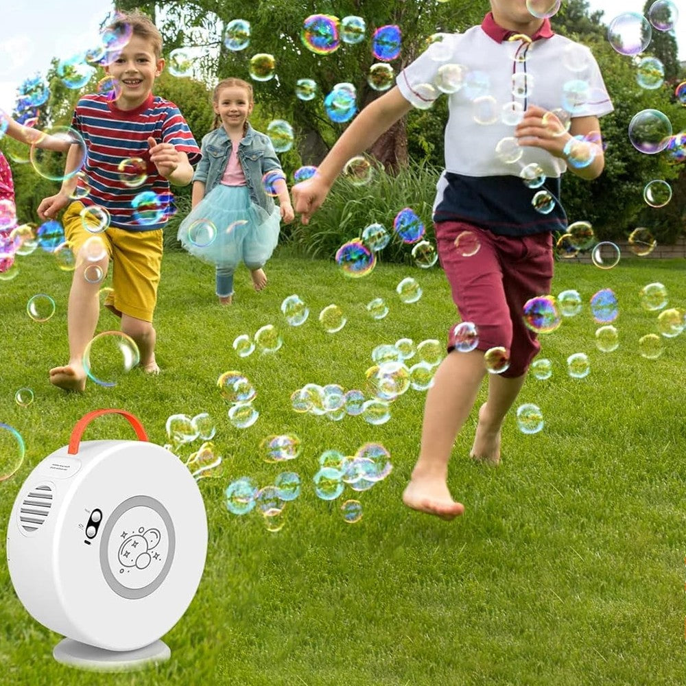 USB Electric Automatic Bubble Machine Auto Bubble Blower Outdoor Toy - White