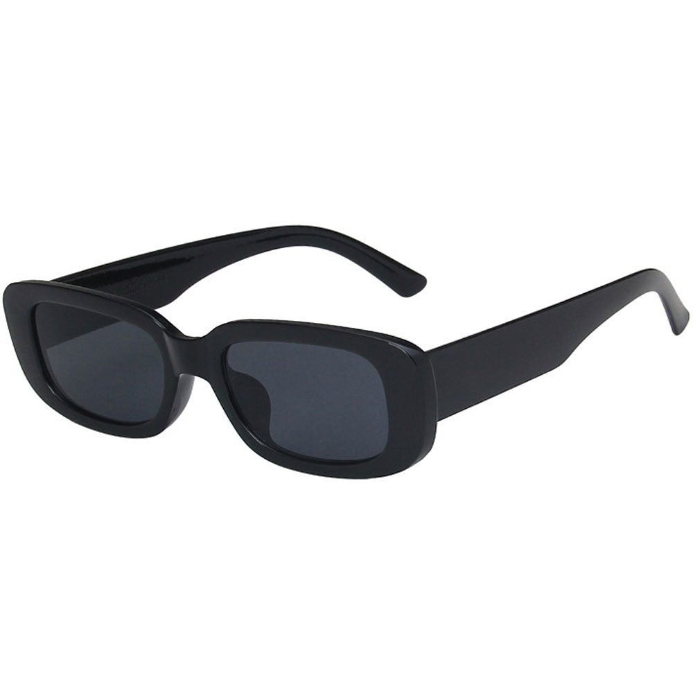 Y2K Style Retro Sunglasses Black Vintage Rectangle Square Sunglass with Case