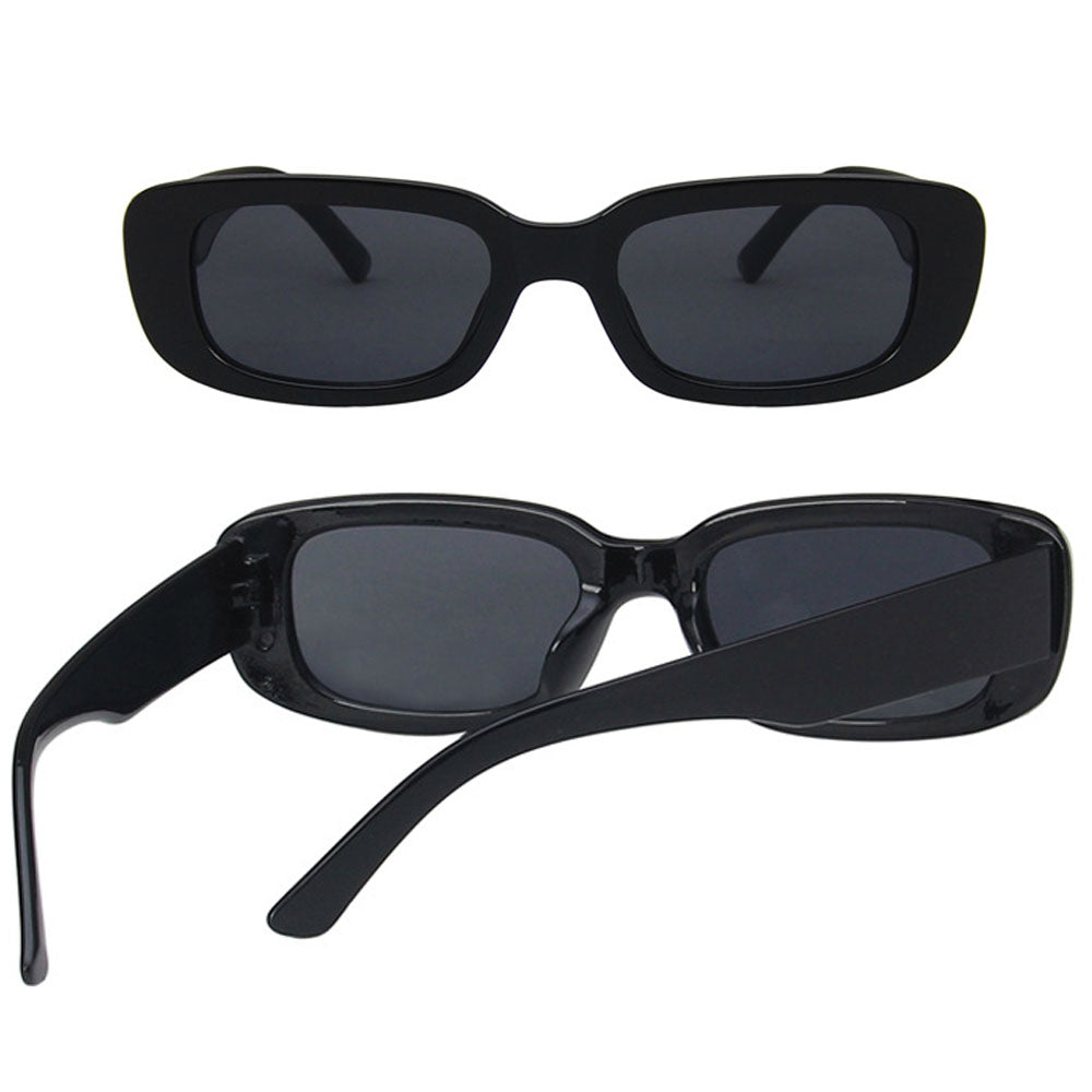 Y2K Style Retro Sunglasses Black Vintage Rectangle Square Sunglass with Case