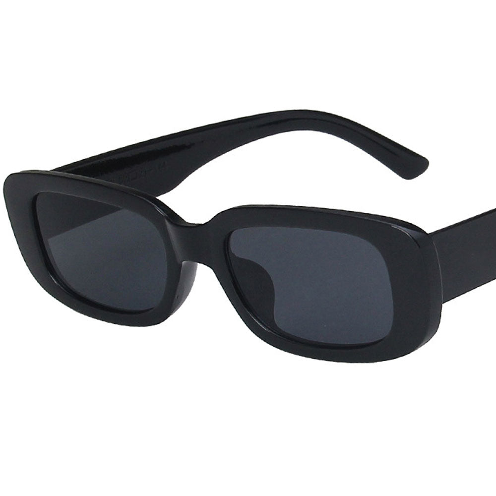 Y2K Style Retro Sunglasses Black Vintage Rectangle Square Sunglass with Case