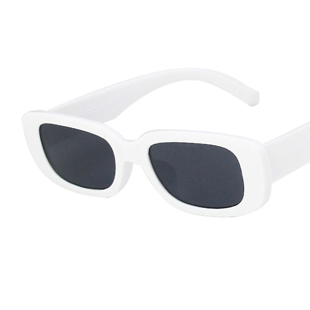 Y2K Style Retro Sunglasses White Vintage Rectangle Square Sunglass with Case