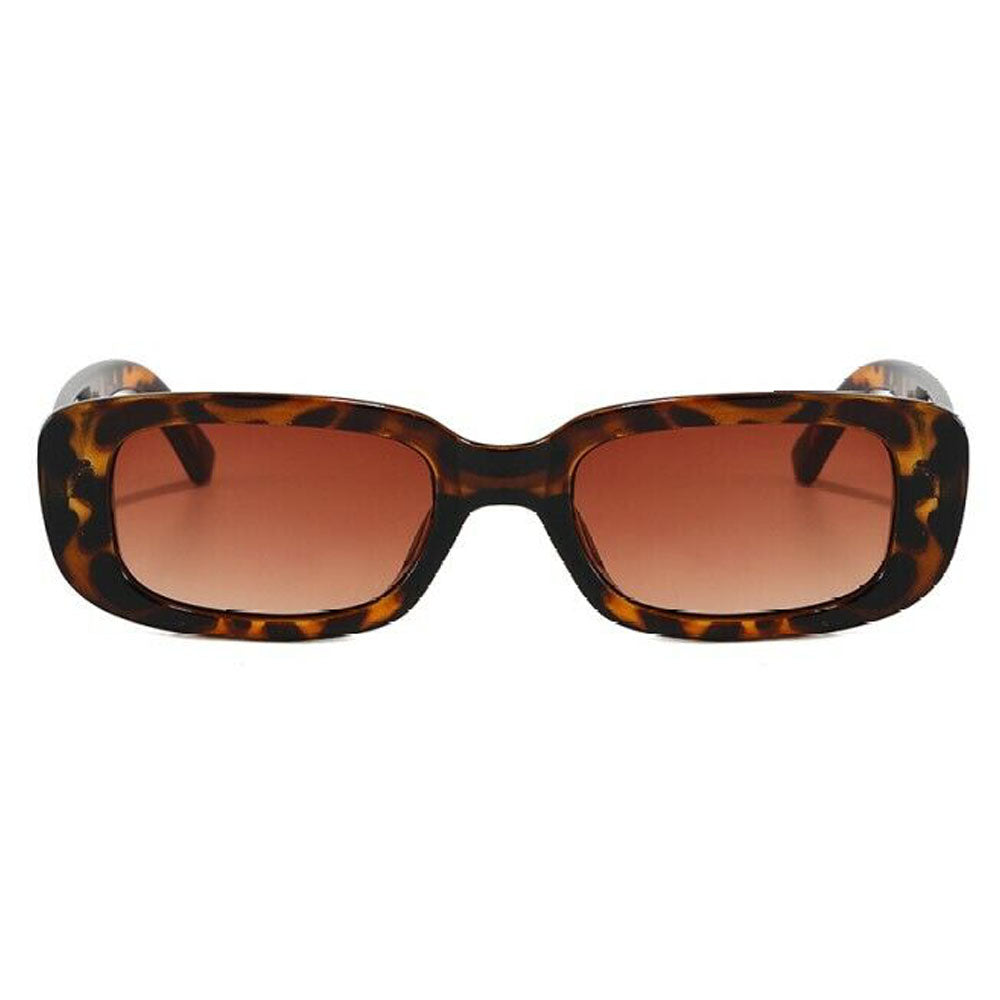 Y2K Style Retro Sunglasses Leopard Vintage Rectangle Square Sunglass with Case