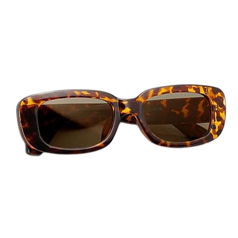 Y2K Style Retro Sunglasses Leopard Vintage Rectangle Square Sunglass with Case