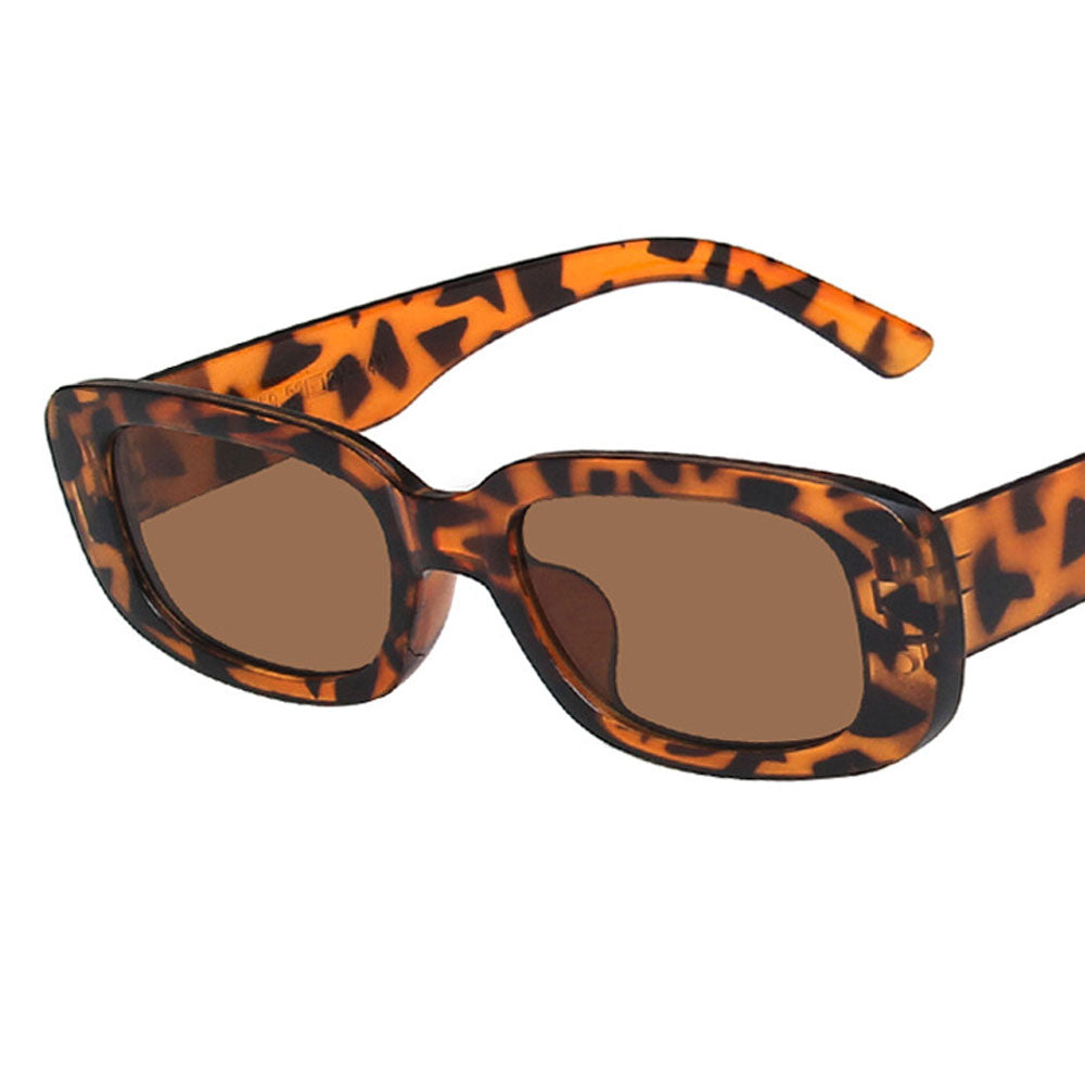 Y2K Style Retro Sunglasses Leopard Vintage Rectangle Square Sunglass with Case