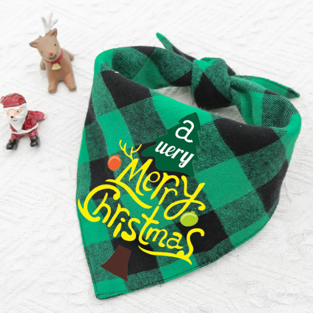 Christmas Plaid Printed Pet Dog Bandana