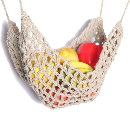 Woven Fruit Hammock Holder Cotton Under Cabinet Hanging Net Basket