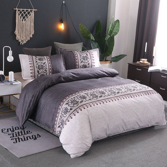 Queen Quilt Cover Bedding Set Dark Grey