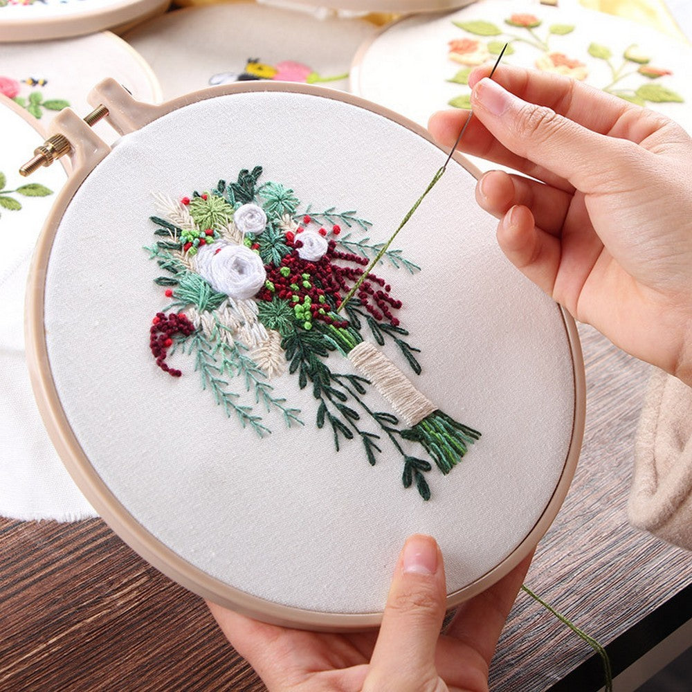 20cm Embroidery Kit Cross Stitch Kit DIY Beginner Embroidery Thread Kit Style 9