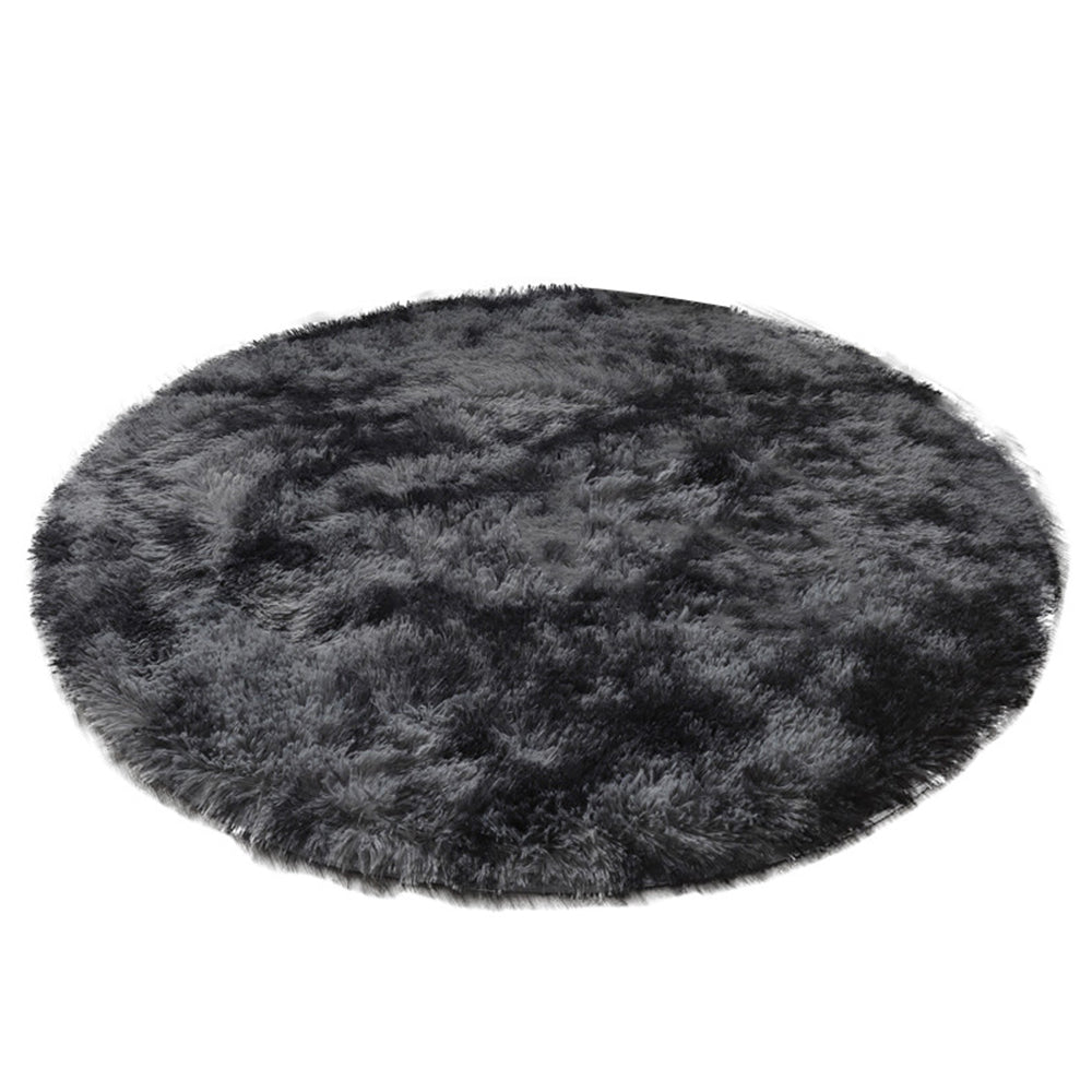 60cm Dyed Shaggy Plush Round Rug Fluffy Carpet Grey