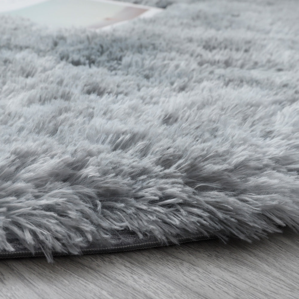 60cm Dyed Shaggy Plush Round Rug Fluffy Carpet Grey