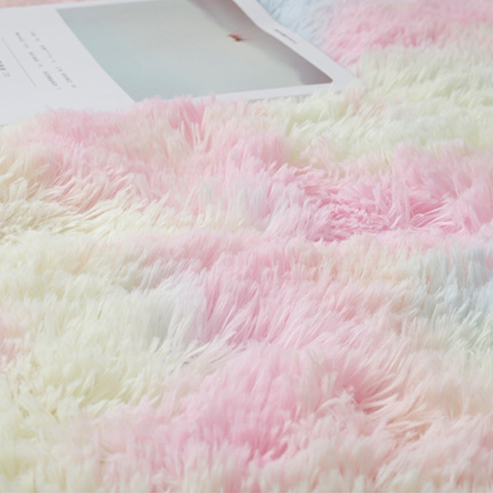 80cm Dyed Shaggy Plush Round Rug Fluffy Carpet