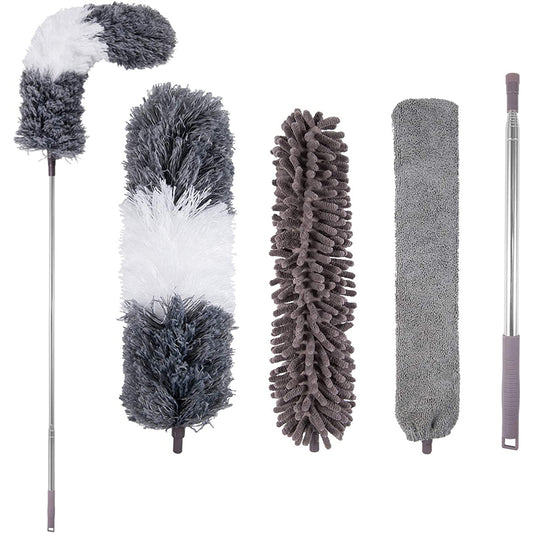 Set of 4Pcs Microfiber Duster with Extension Pole