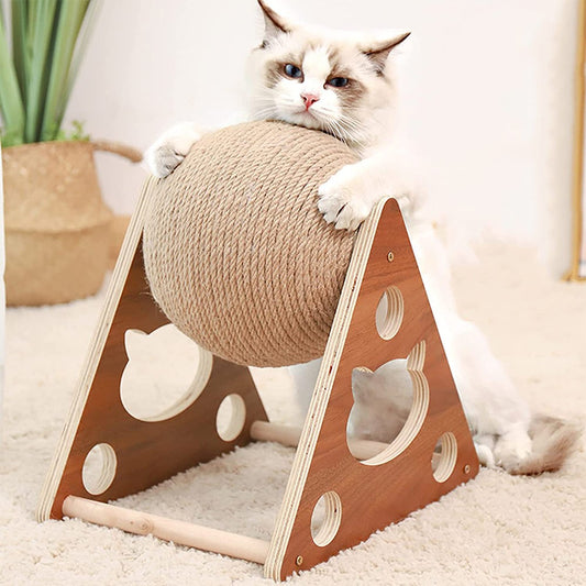 Wooden Interactive Cat Scratcher Ball Toy for Cats Pet and Kittens