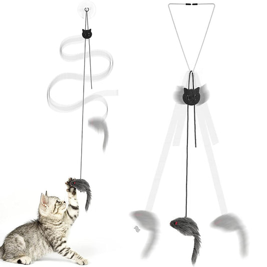 1 X Set of 2Pcs Hanging Door Bouncing Mouse Cat Toy Interactive Cat Toy