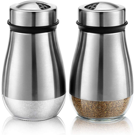 2 X Adjustable Stainless Steel Salt Pepper Shakers