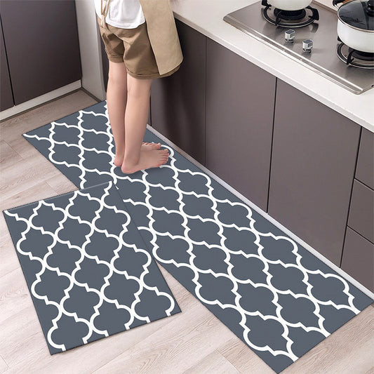 Set of 2pcs 40x60cm and 40x120cm Kitchen Door Mat Non Slip Floor Mat Grey