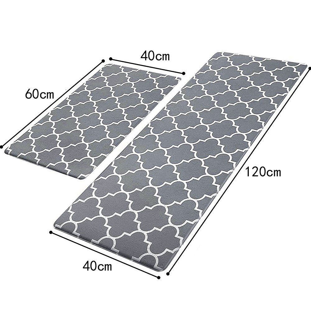 Set of 2pcs 40x60cm and 40x120cm Kitchen Door Mat Non Slip Floor Mat Grey