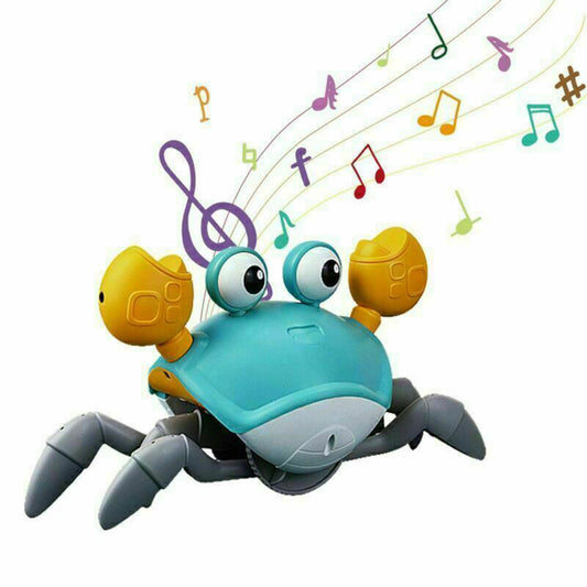 Kids Intellectual Toys USB Music Crawling Crab Toy LED Light Up Baby Toy Blue