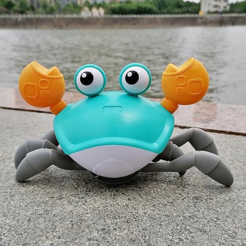 Kids Intellectual Toys USB Music Crawling Crab Toy LED Light Up Baby Toy Blue