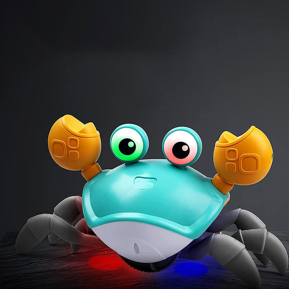 Kids Intellectual Toys USB Music Crawling Crab Toy LED Light Up Baby Toy Blue