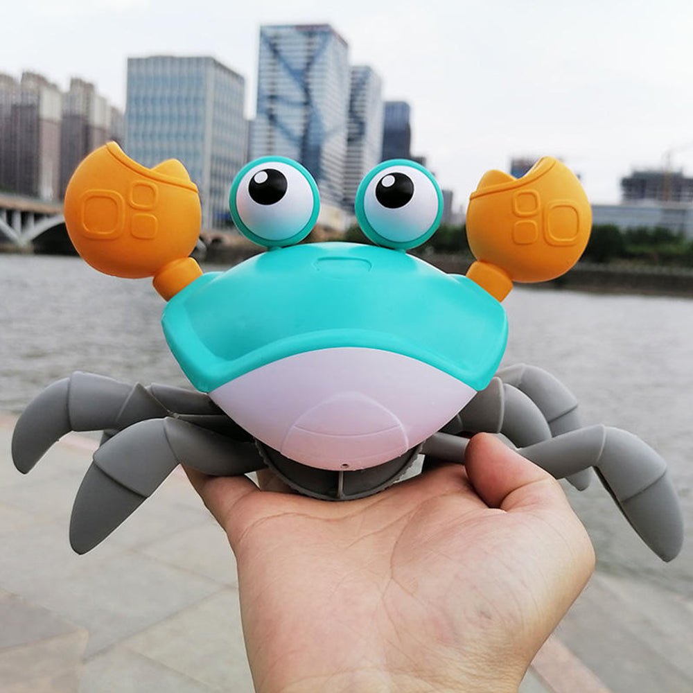 Kids Intellectual Toys USB Music Crawling Crab Toy LED Light Up Baby Toy Blue