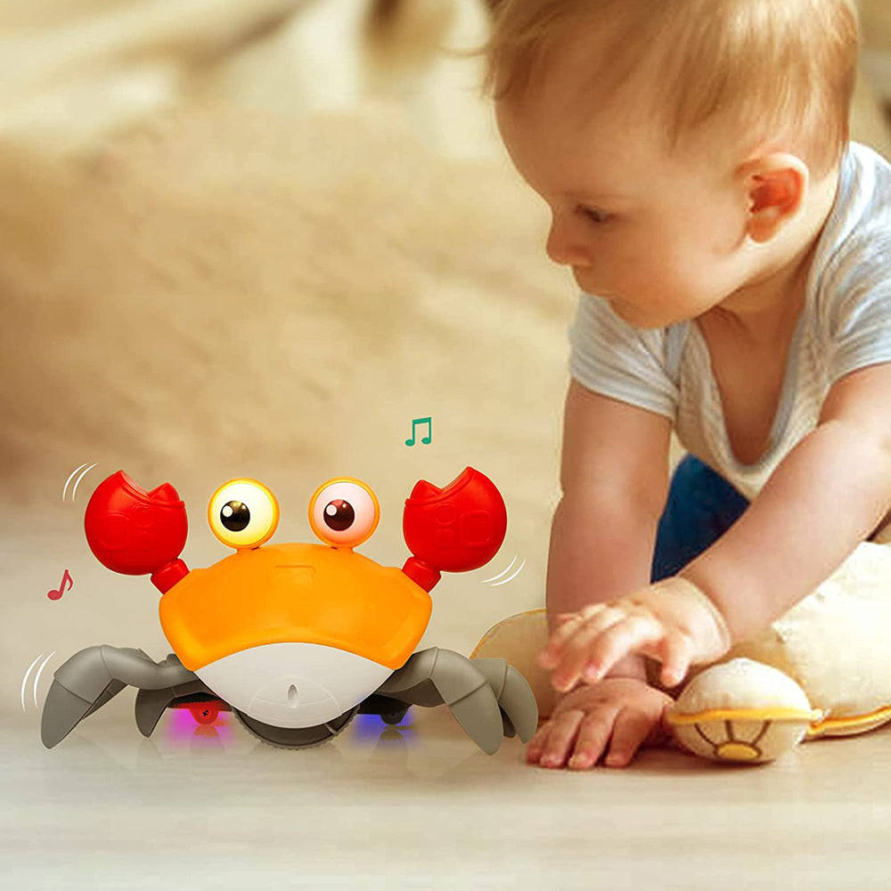 Kids Intellectual Toys USB Music Crawling Crab Toy LED Light Up Baby Toy Red