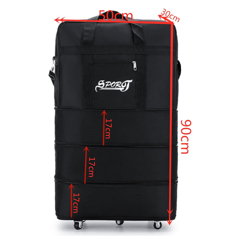 90x50x30cm Wheeled Travel Duffel Bag Expandable Oxford Bag