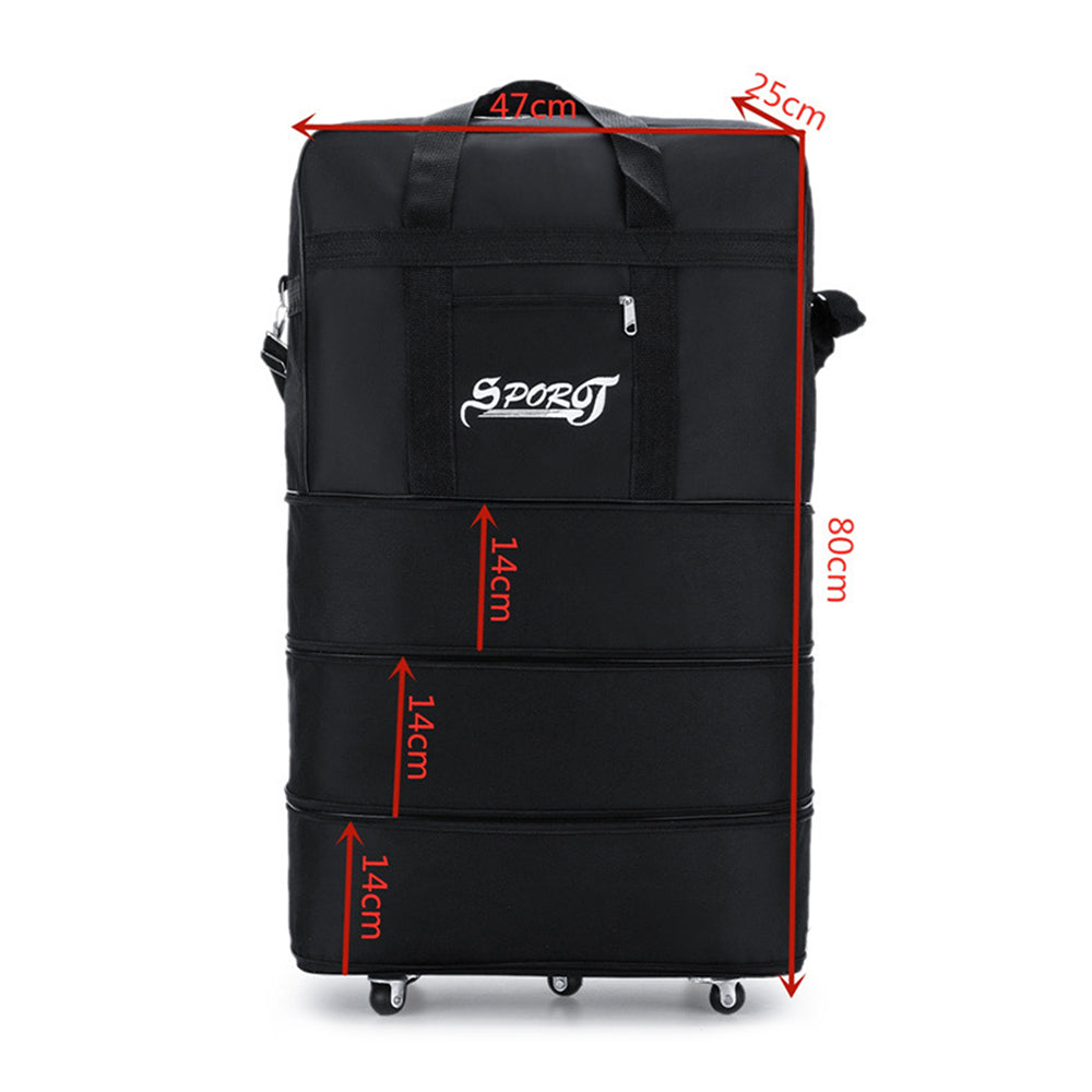 80x47x25cm Wheeled Travel Luggage Expandable Wheeled Duffel Bag Oxford Bag