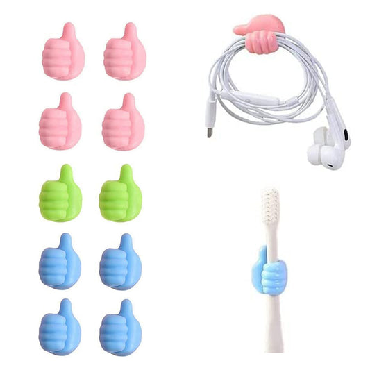 10Pcs Adhesive Silicone Thumb Cable Clip Random Color