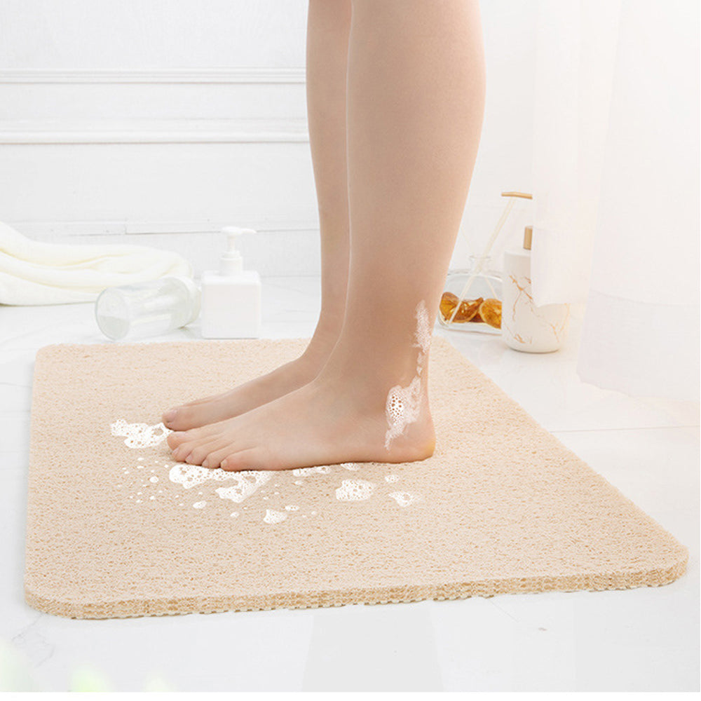 40x60cm Anti Slip Shower Mat PVC Loofah Bathtub Mat Beige