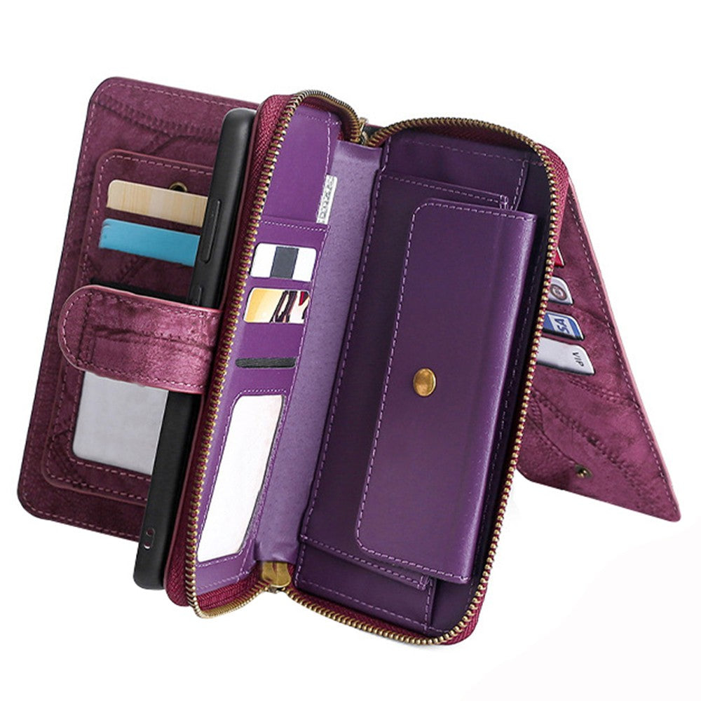 for iPhone 14 plus Detachable Flip Phone Wallet Case with Card Holder Wine Red