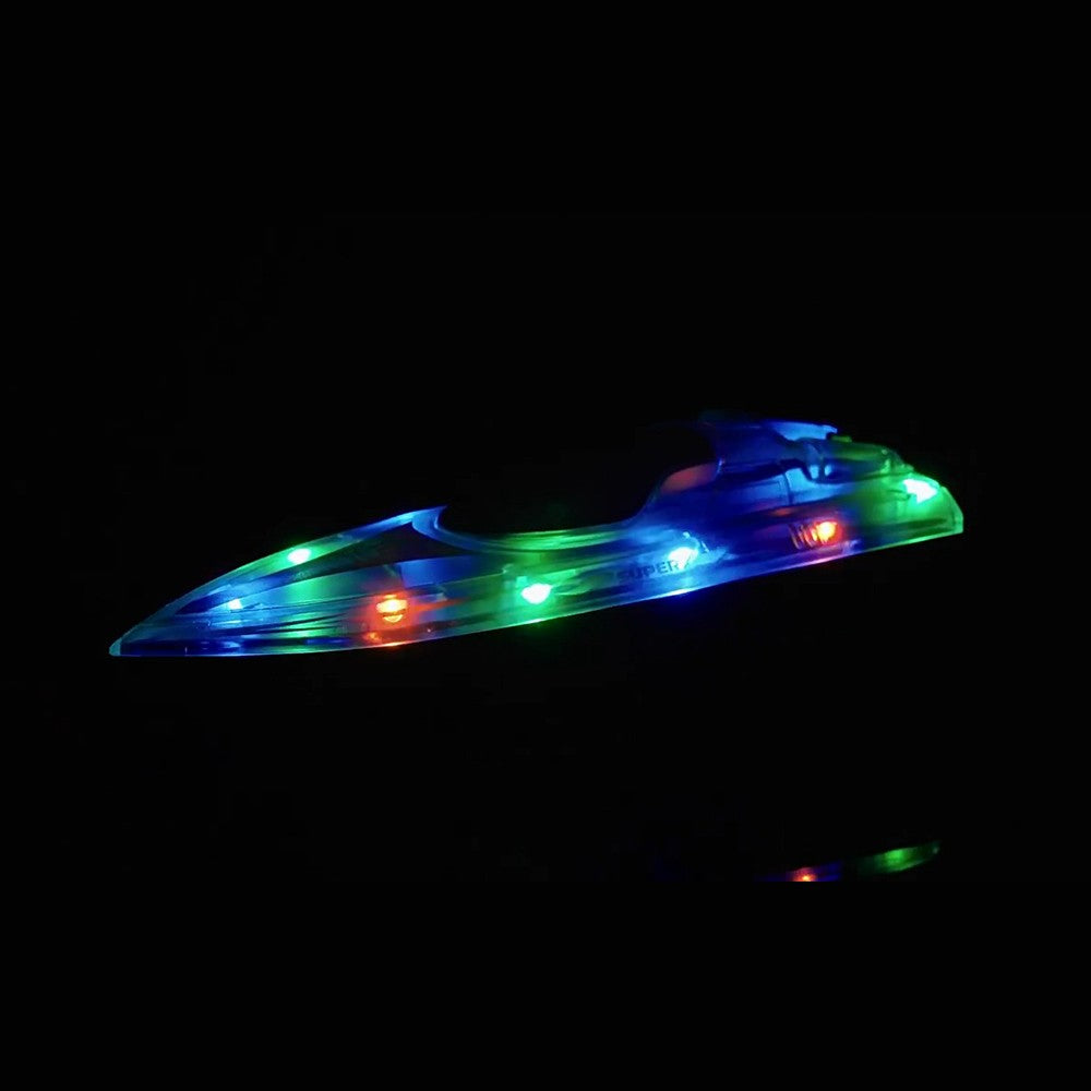 Kids RC Remote Control Boat Toy 2.4GHz Speed Racing Ship Toy with LED Light