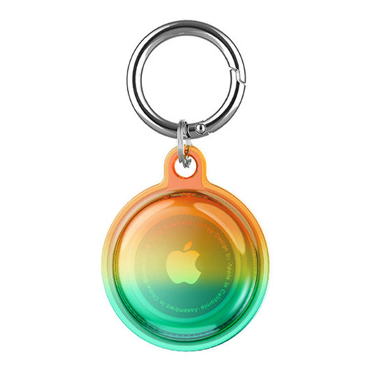 1Pc Airtag Protective Case Shockproof Holder with Keyring Orange Green Gradient