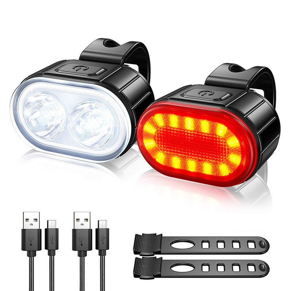 Rechargeable Bicycle Front Lights and Taillight Set Water Resistant Bike Lights