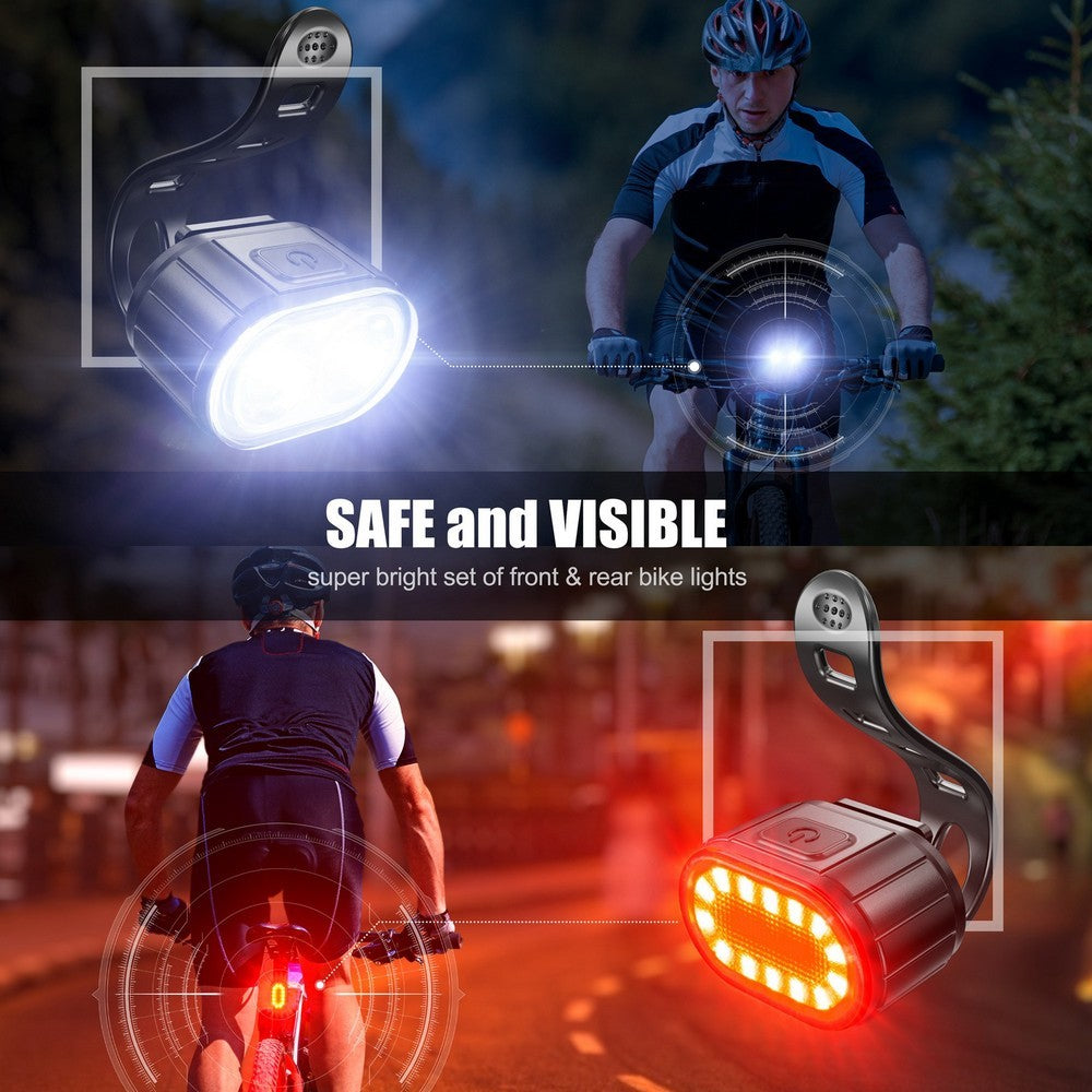 Rechargeable Bicycle Front Lights and Taillight Set Water Resistant Bike Lights