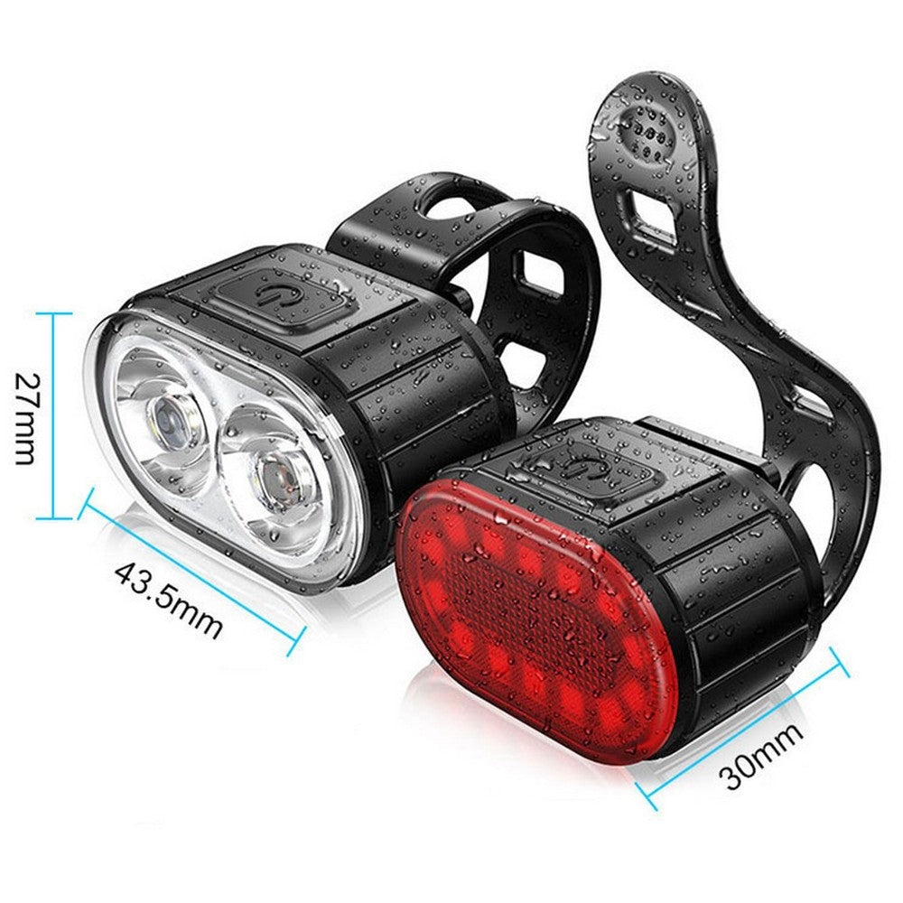 Rechargeable Bicycle Front Lights and Taillight Set Water Resistant Bike Lights