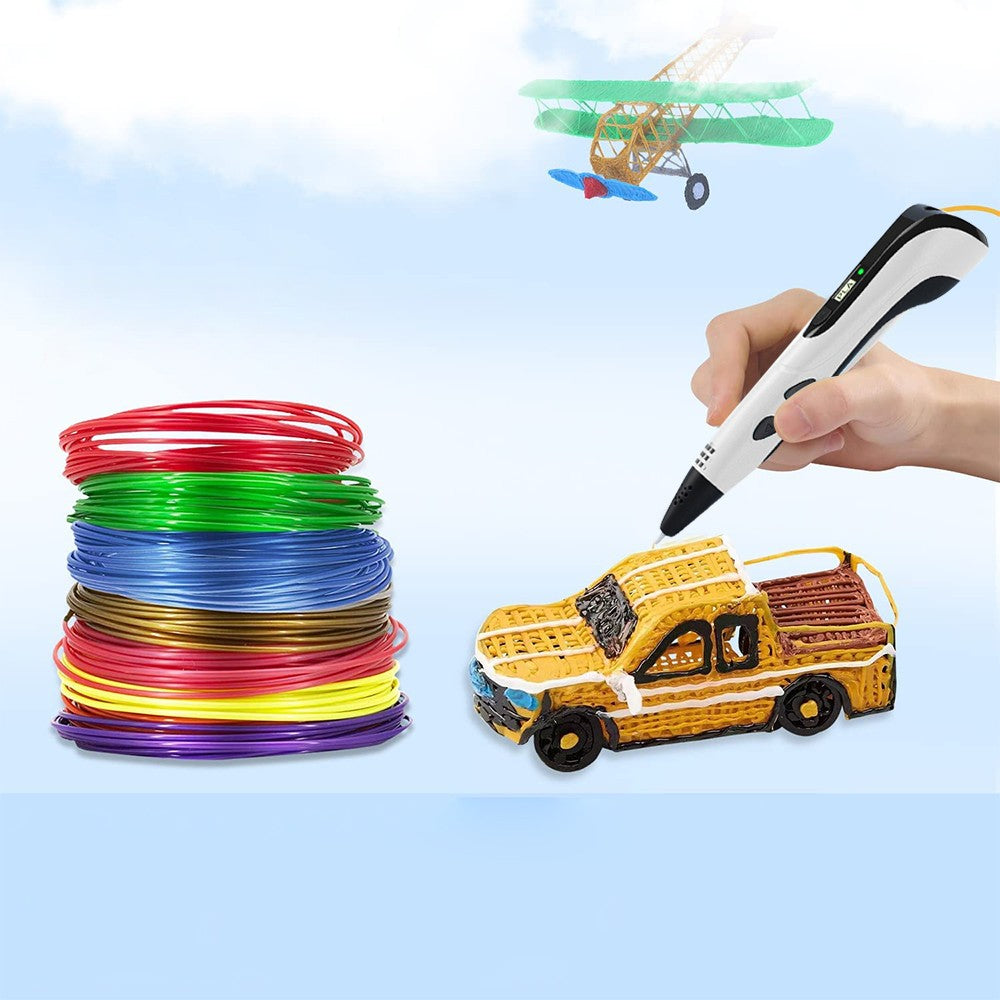 Kid 3D Printing Pen and 13 Rolls PLA Filament Set Children DIY Drawing Pen White