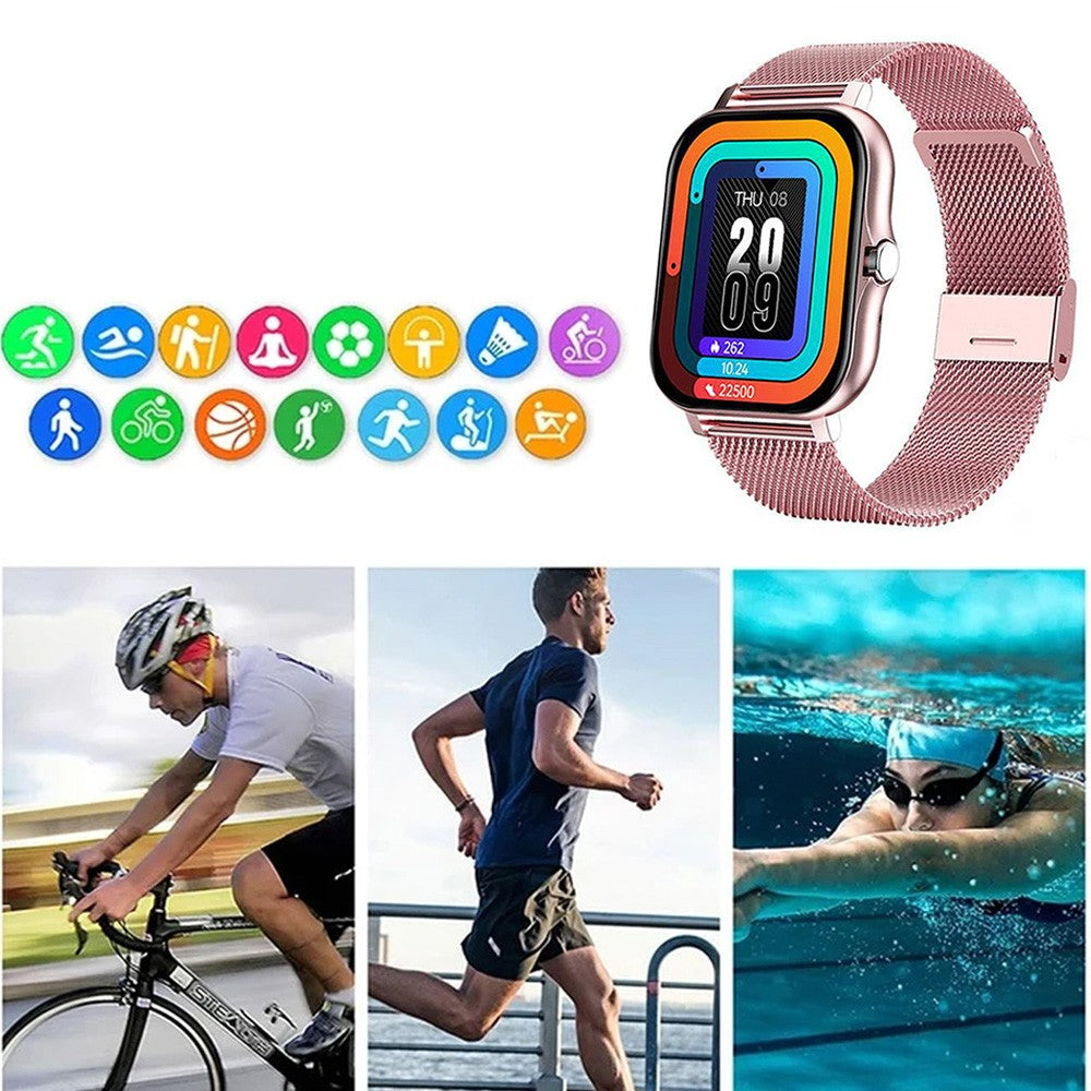 Y13 Bluetooth Smart Watch Touch Screen Fitness Tracker Heart Rate Monitor Sports Bracelet Pink