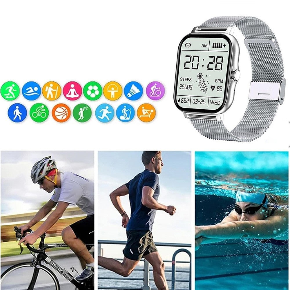 Y13 Bluetooth Smart Watch Touch Screen Fitness Tracker Heart Rate Monitor Sports Bracelet Silver