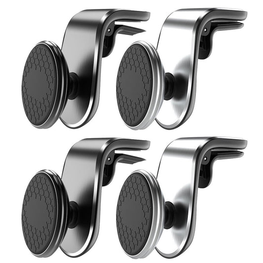 4Pcs Rotatable Car Magnetic Phone Holder Car Air Vent Phone Mount Stand Black Silver