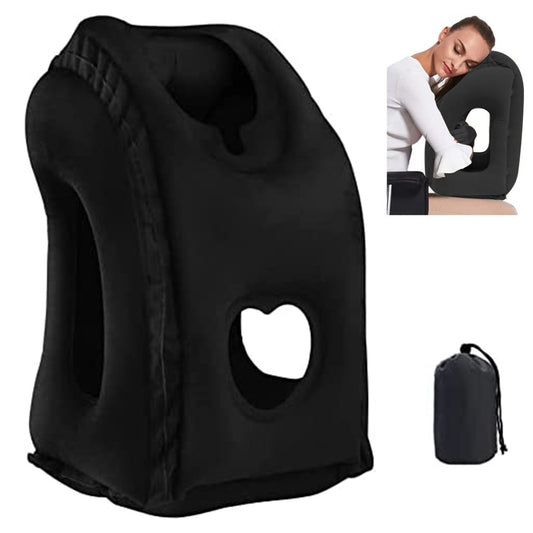 Inflatable Travel Pillows Office Nap Rest Pillow Inflatable Airplane Pillow Black