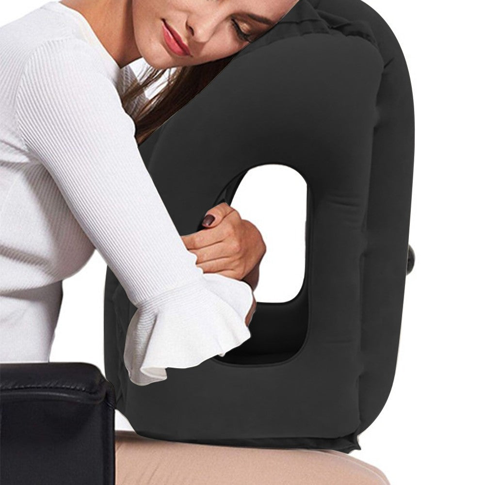 Inflatable Travel Pillows Office Nap Rest Pillow Inflatable Airplane Pillow Black